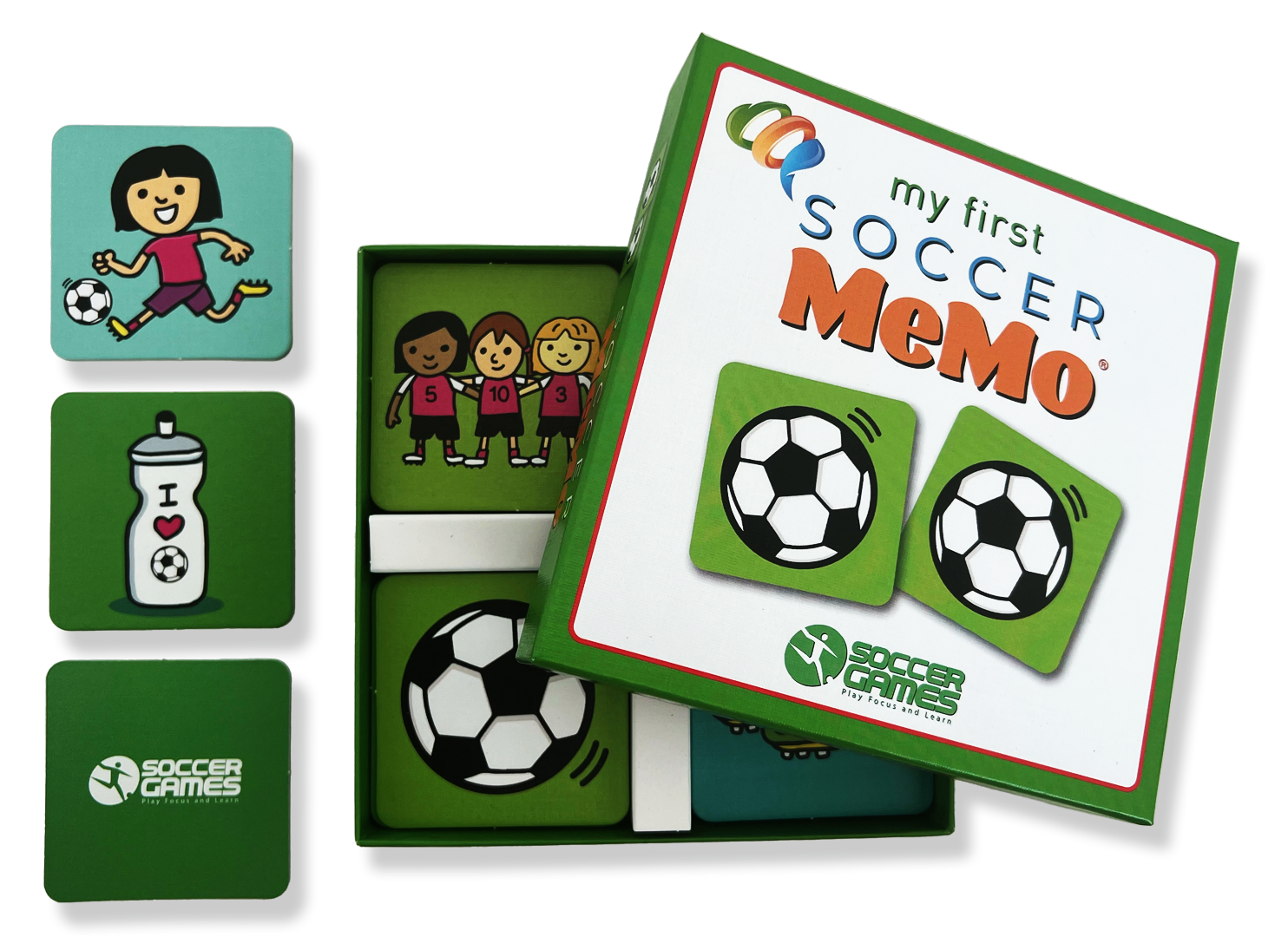 Het voetbal-memoryspel uitgestald